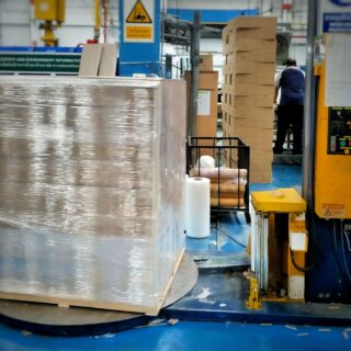 Stretch,Wrapping,For,Pallet,Protection,During,Transport,Isolated.